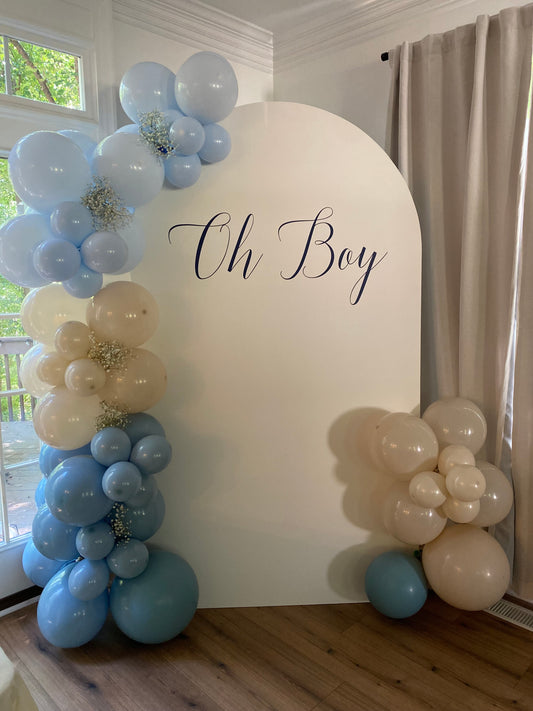 White Wood Arch Backdrop Rental